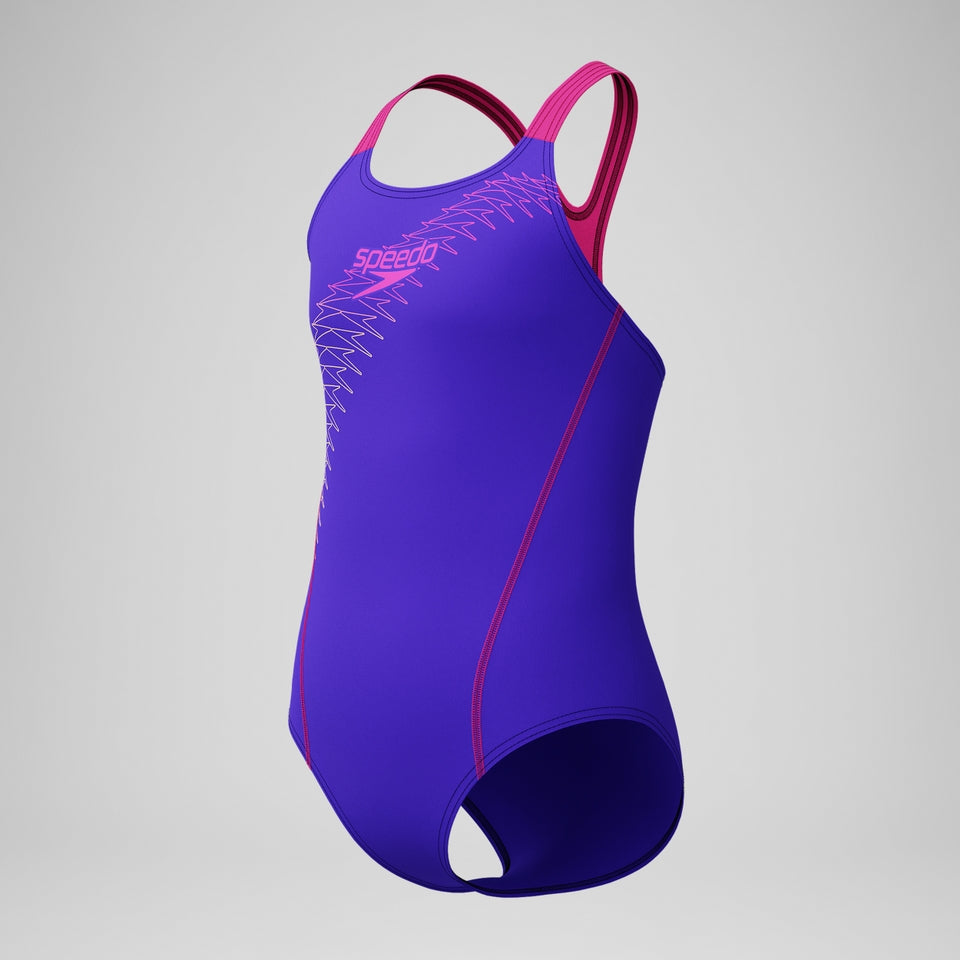 Girls Medley Logo Medalist Swimsuit Purple/Pink | Speedo