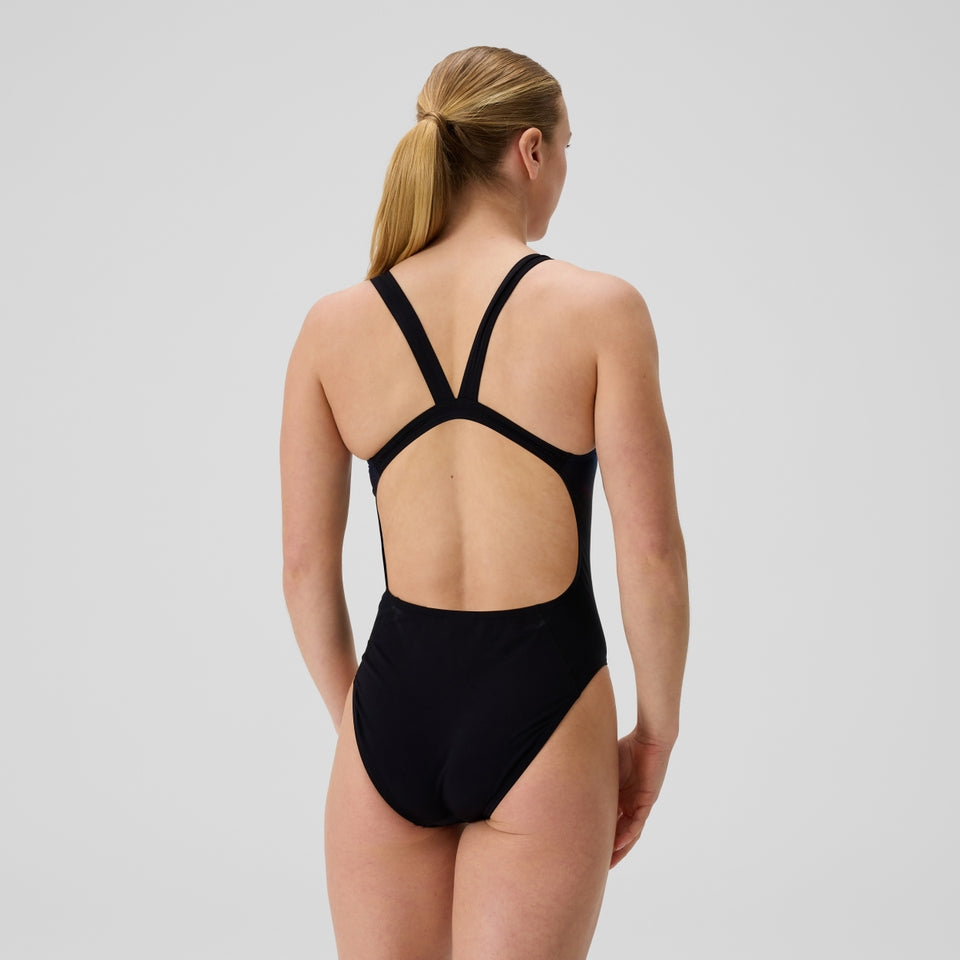 Club Training Printed Leaderback Swimsuit Black/Pink | Speedo
