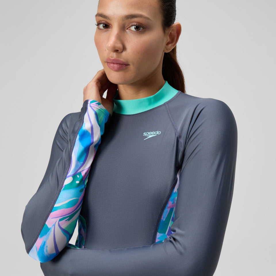 Long Sleeve Rashguard Grey/Green | Speedo