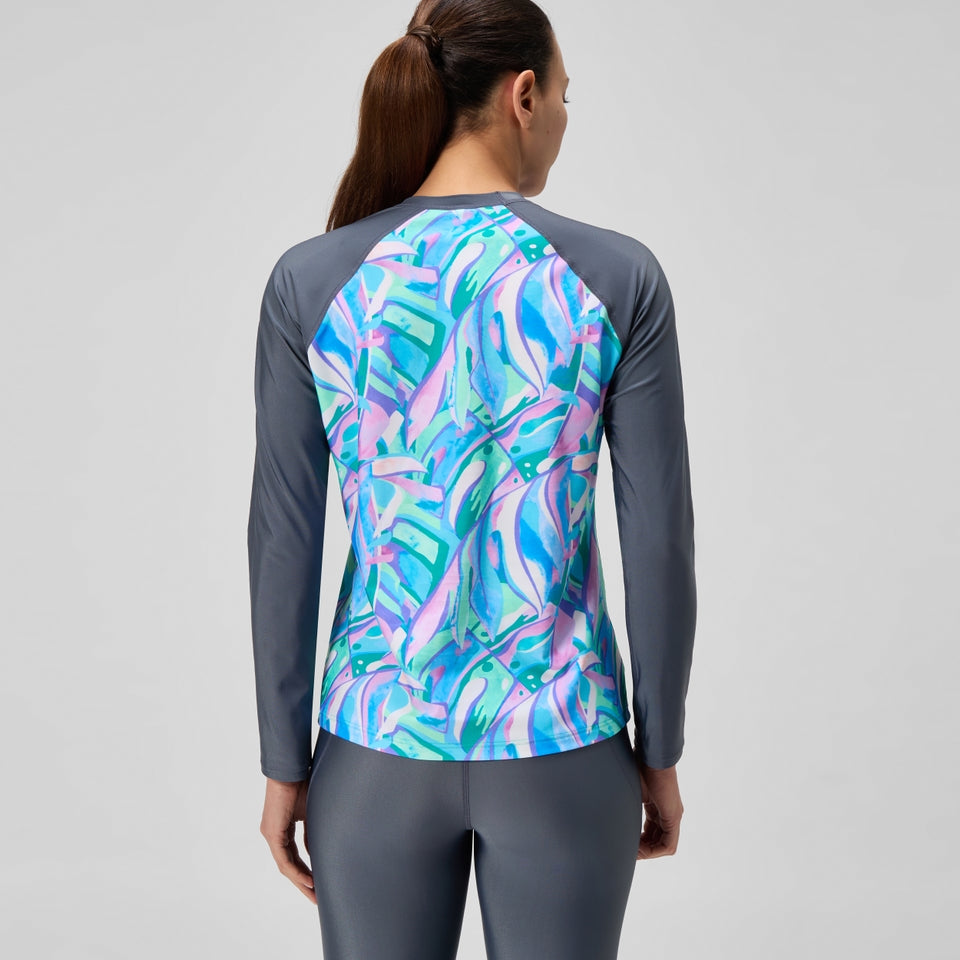 Printed Long Sleeve Swim Shirt Grey/Green | Speedo