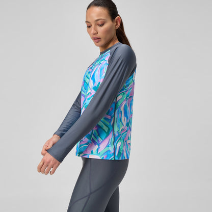 Printed Long Sleeve Swim Shirt Grey/Green | Speedo