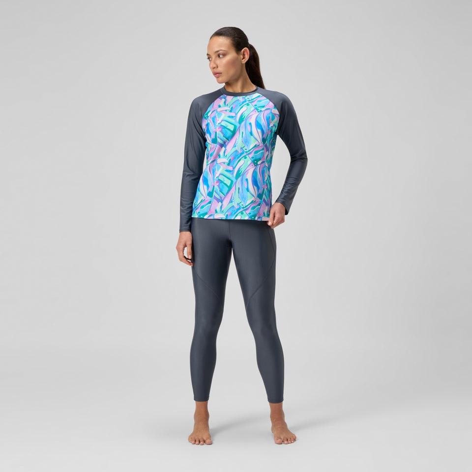 Printed Long Sleeve Swim Shirt Grey/Green | Speedo