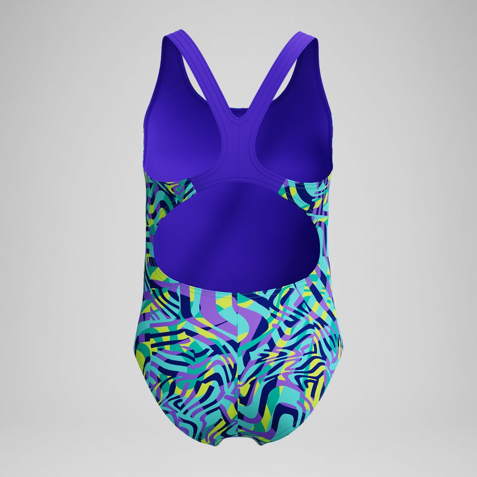 Girls Allover Splashback Swimsuit Green/Purple | Speedo