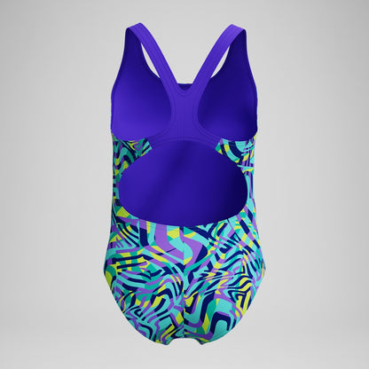Girls Allover Splashback Swimsuit Green/Purple | Speedo