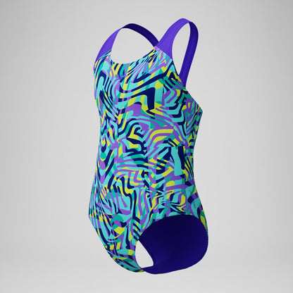 Girls Allover Splashback Swimsuit Green/Purple | Speedo