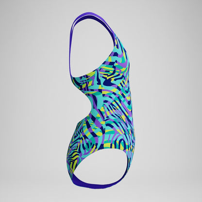 Girls Allover Splashback Swimsuit Green/Purple | Speedo