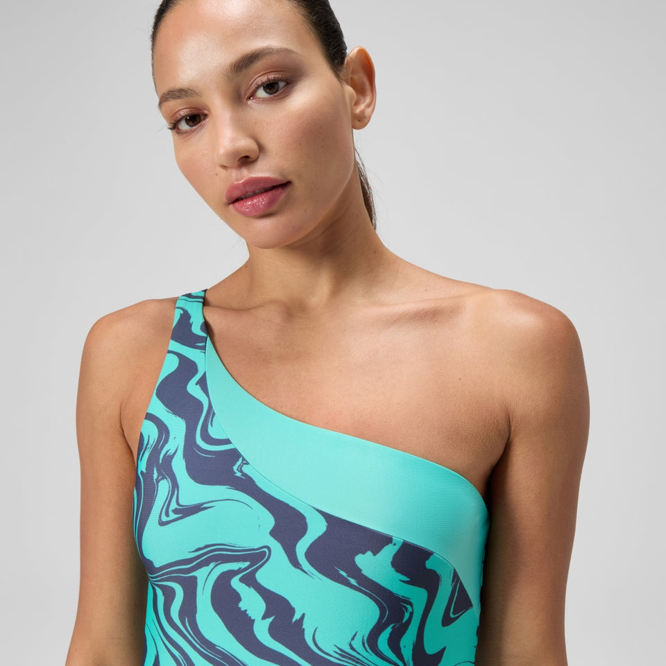 Asymmetric Swimsuit Turquoise/Grey | Speedo
