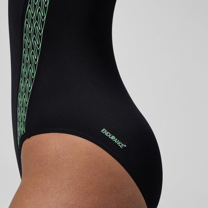 Placement Laneback Swimsuit Black/Green | Speedo