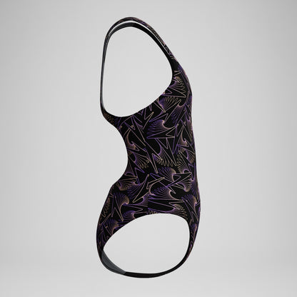 Girls Hyperboom Medalist Allover Print Swimsuit Black/Peach | Speedo