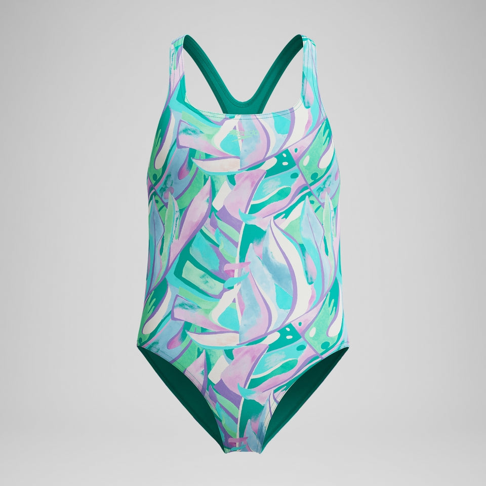 Girls Medalist Printed Swimsuit Green/Purple | Speedo