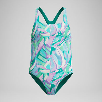 Girls Medalist Printed Swimsuit Green/Purple | Speedo