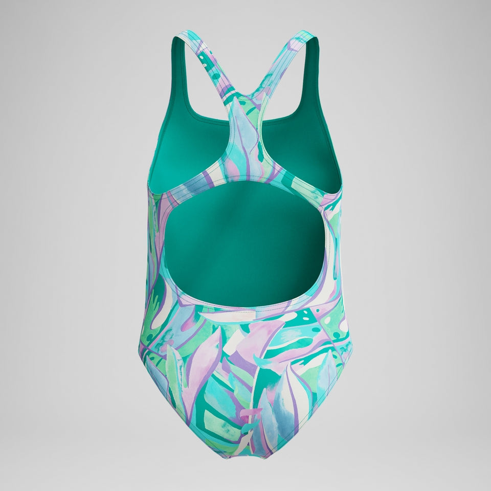Girls Medalist Printed Swimsuit Green/Purple | Speedo