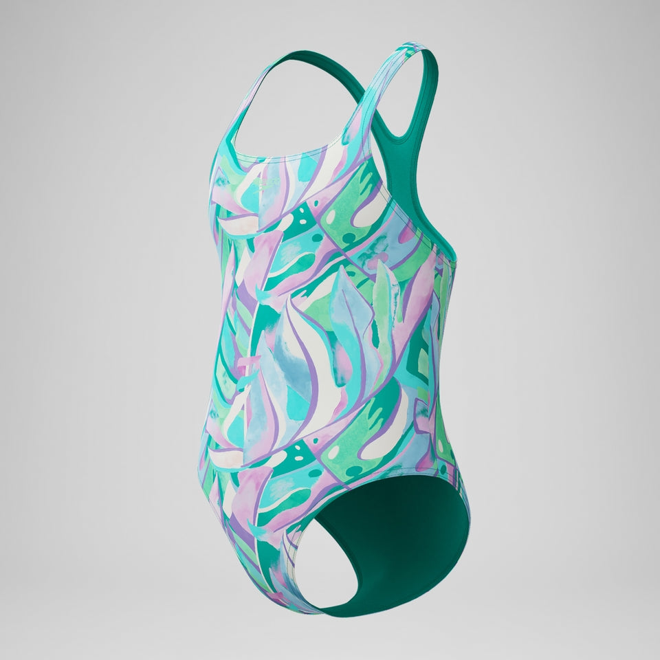 Girls Medalist Printed Swimsuit Green/Purple | Speedo
