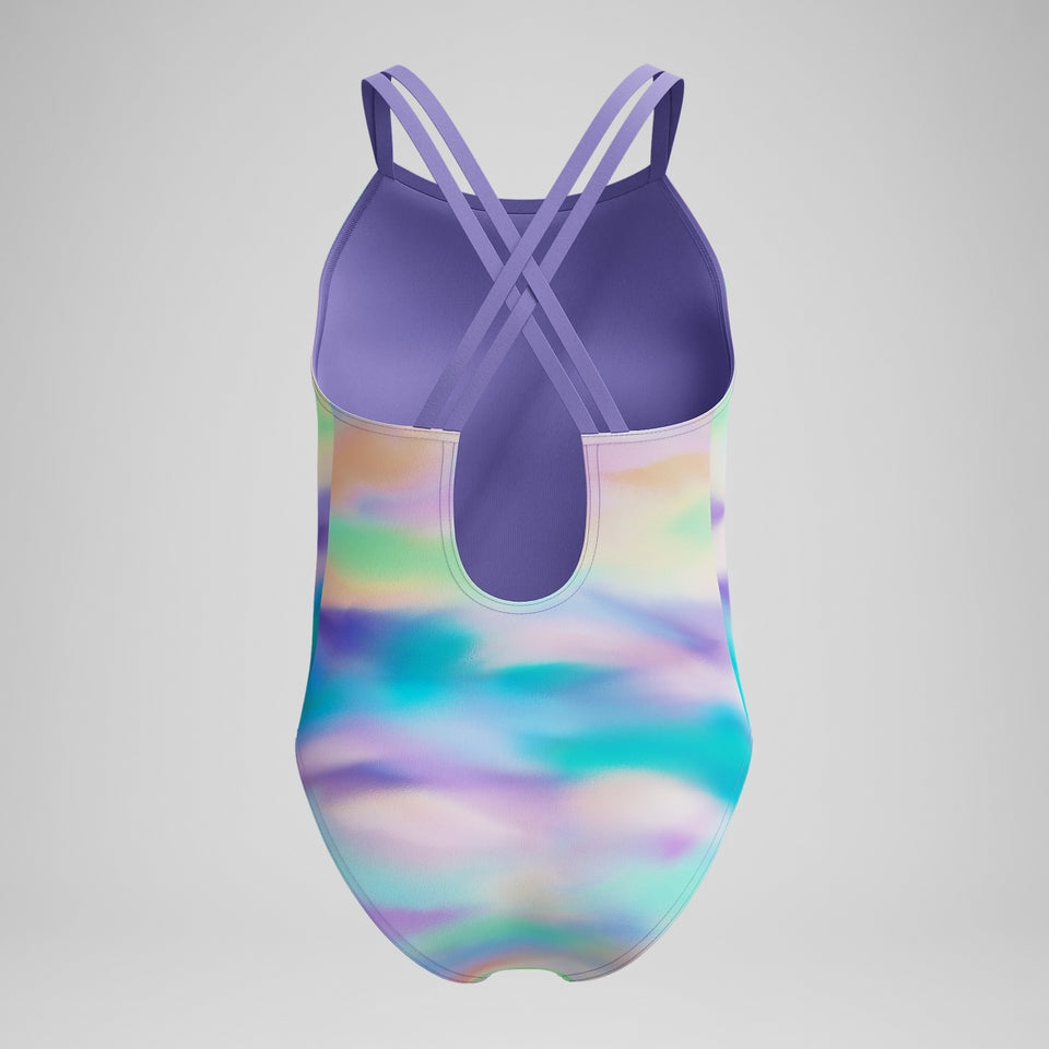 Girls Printed Twinstrap Swimsuit Purple/Green/Orange | Speedo