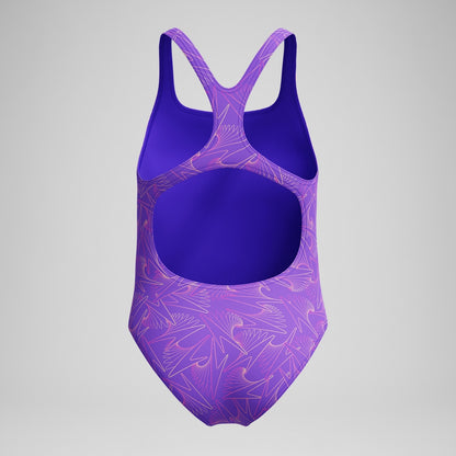 Girls Hyperboom Medalist Allover Print Swimsuit Purple/Pink | Speedo