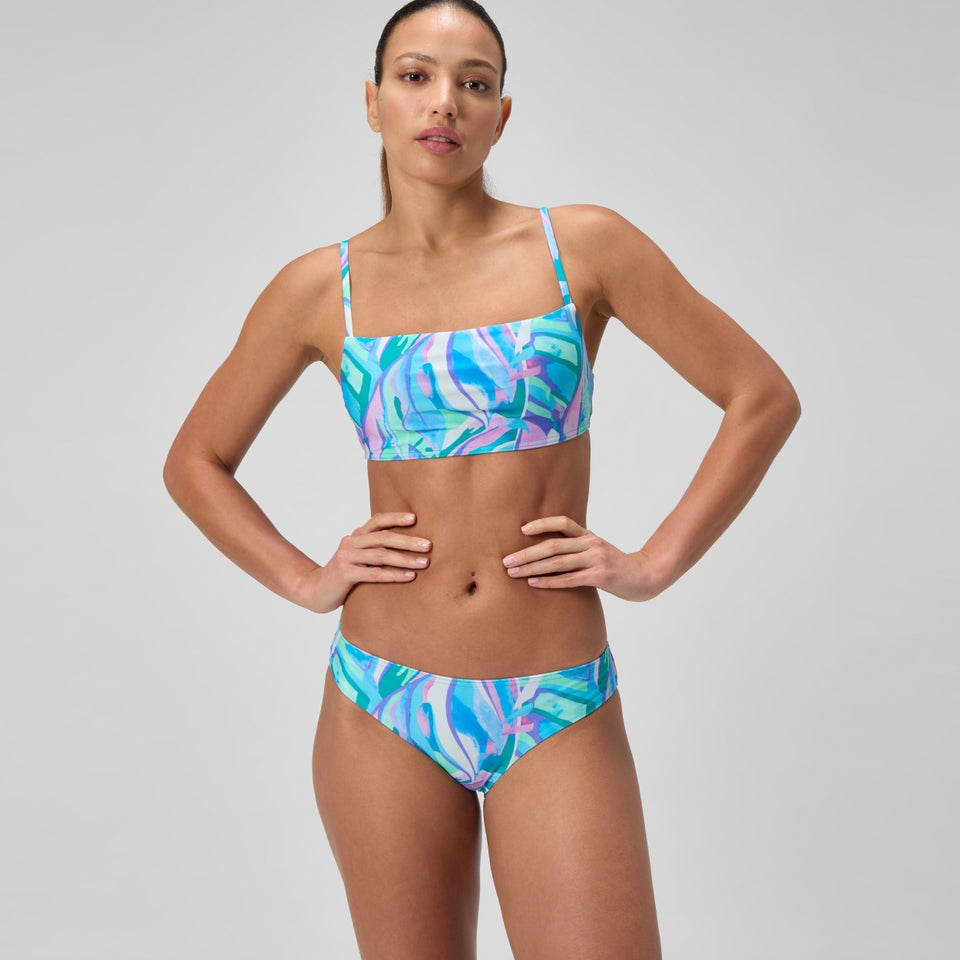 Printed Adjustable Thinstrap Bikini Set Green/Pink | Speedo
