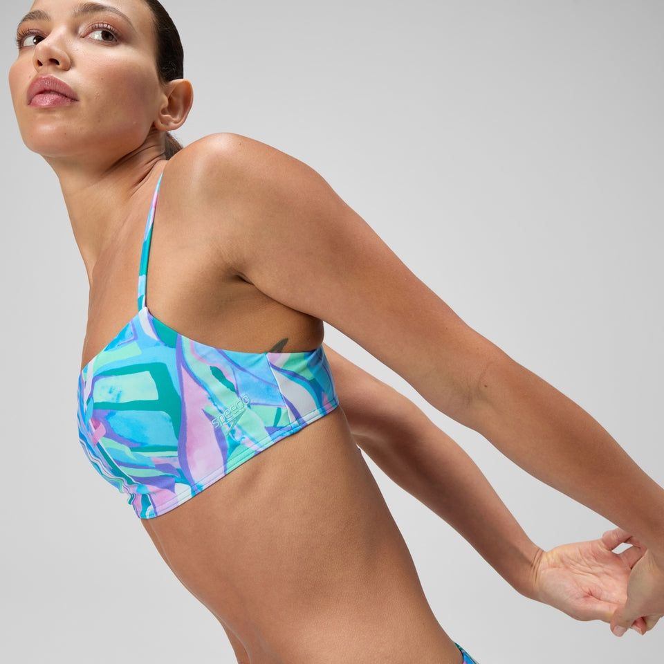 Printed Adjustable Thinstrap Bikini Set Green/Pink | Speedo