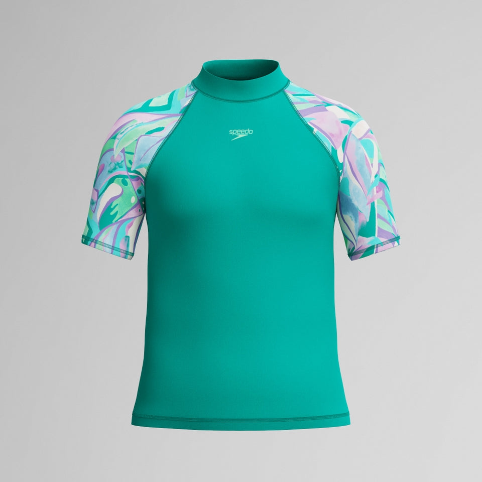 Girls Short Sleeve Rashguard Turquoise | Speedo