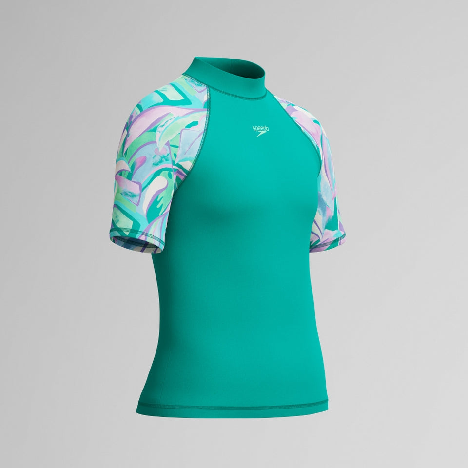 Girls Short Sleeve Rashguard Turquoise | Speedo