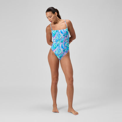 Printed Adjustable Thinstrap Swimsuit Green/Pink | Speedo