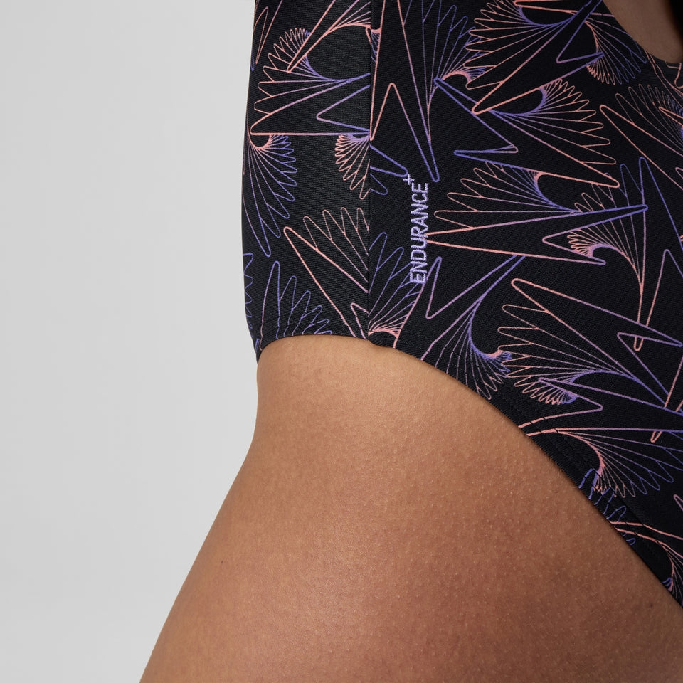 Hyperboom Medalist Allover Print Swimsuit Black/Peach | Speedo
