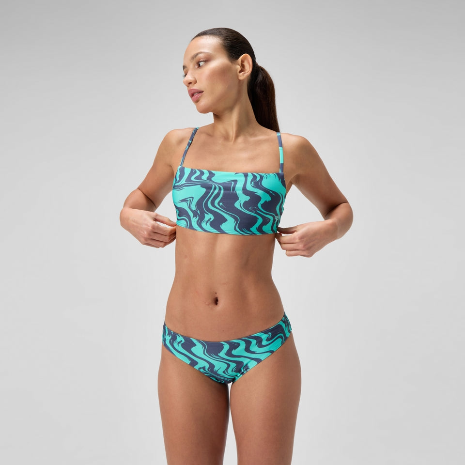 Printed Adjustable Thinstrap Bikini Set Turquoise/Grey | Speedo