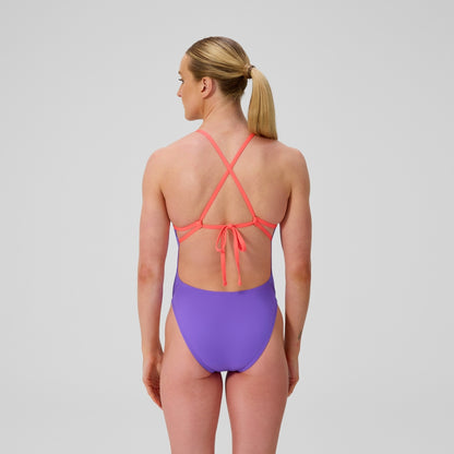 Club Training Solid Tie Back Swimsuit Purple | Speedo