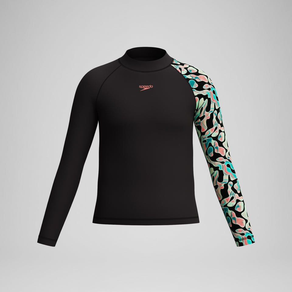 Boys Long Sleeve Rashguard Black/Orange | Speedo
