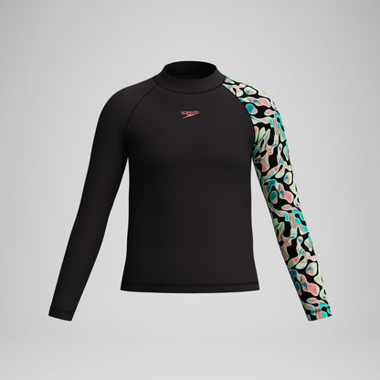 Boys Long Sleeve Rashguard Black/Orange | Speedo