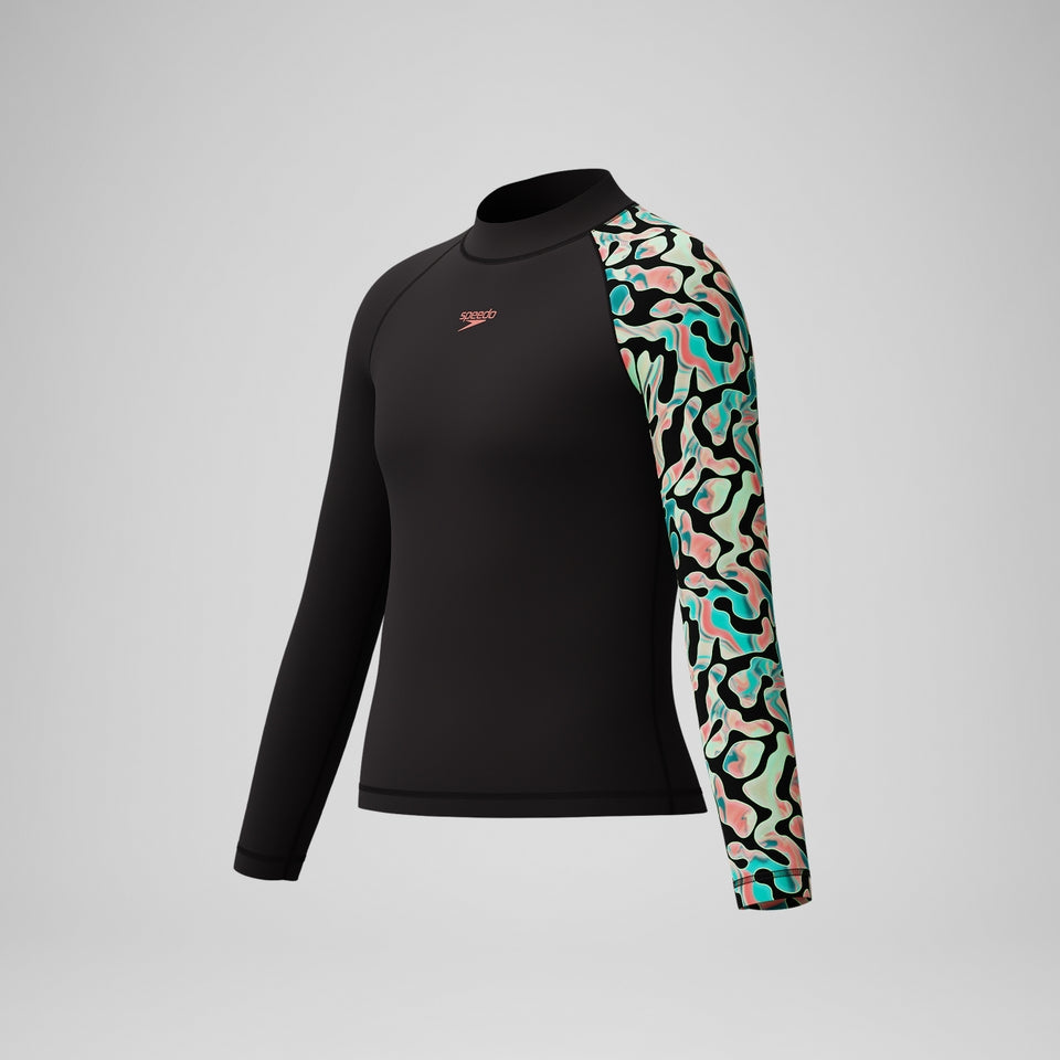 Boys Long Sleeve Rashguard Black/Orange | Speedo