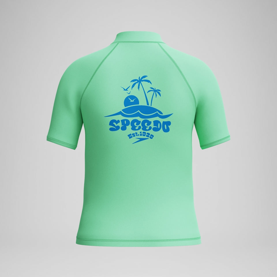 Boys Short Sleeve Rashguard Green | Speedo