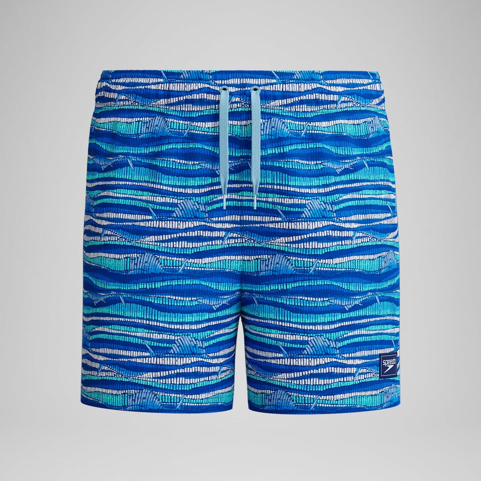 Boys Printed 33cm Swim Shorts Blue | Speedo