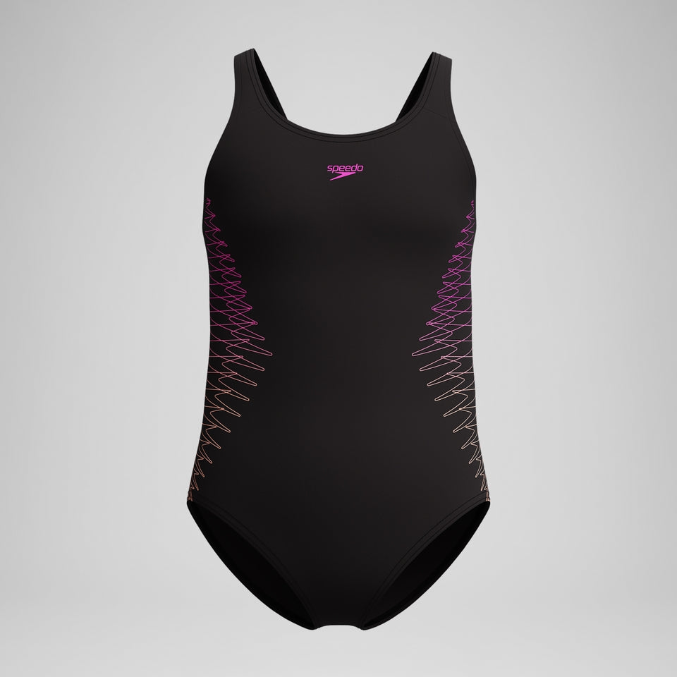 Girls Placement Muscleback Swimsuit Black/Peach | Speedo
