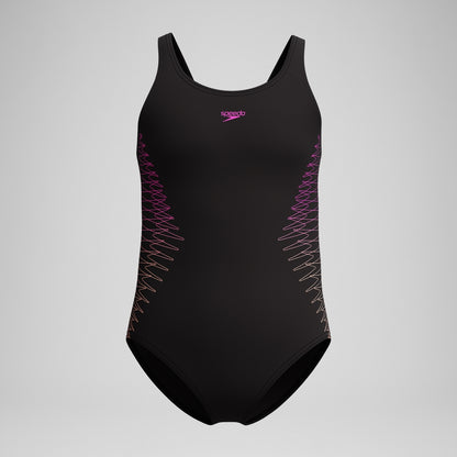 Girls Placement Muscleback Swimsuit Black/Peach | Speedo