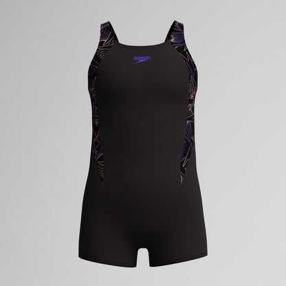 Girls Hyperboom Splice Legsuit Black/Peach | Speedo