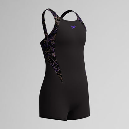 Girls Hyperboom Splice Legsuit Black/Peach | Speedo