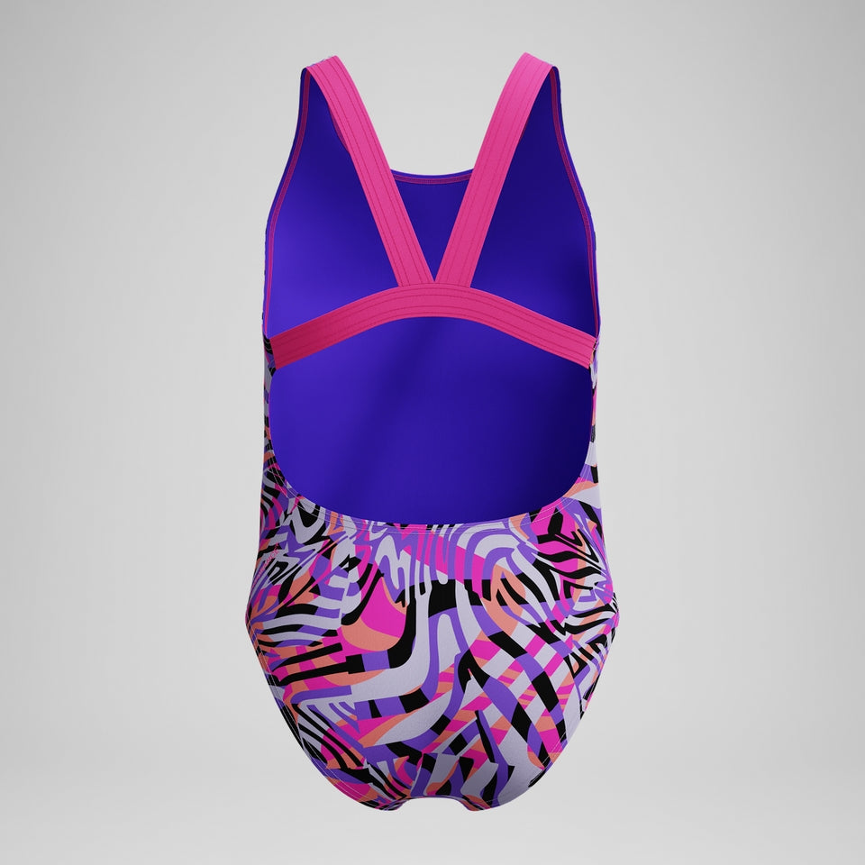 Girls Allover Leaderback Swimsuit Pink/Black | Speedo