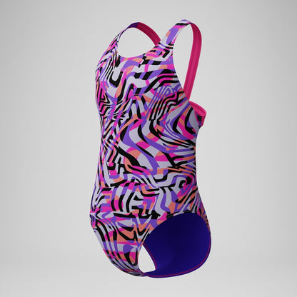 Girls Allover Leaderback Swimsuit Pink/Black | Speedo