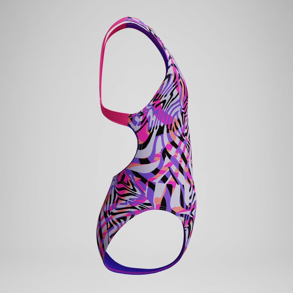 Girls Allover Leaderback Swimsuit Pink/Black | Speedo
