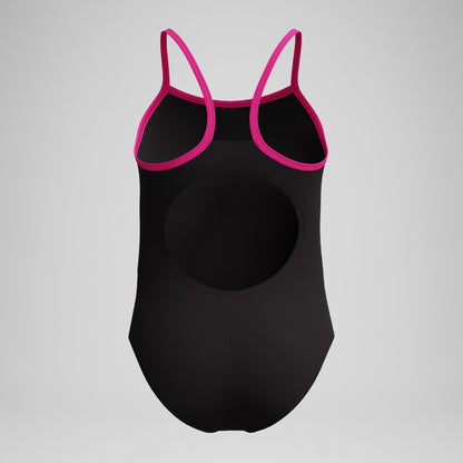 Girls Plastisol Placement Thinstrap Swimsuit Black/Pink | Speedo