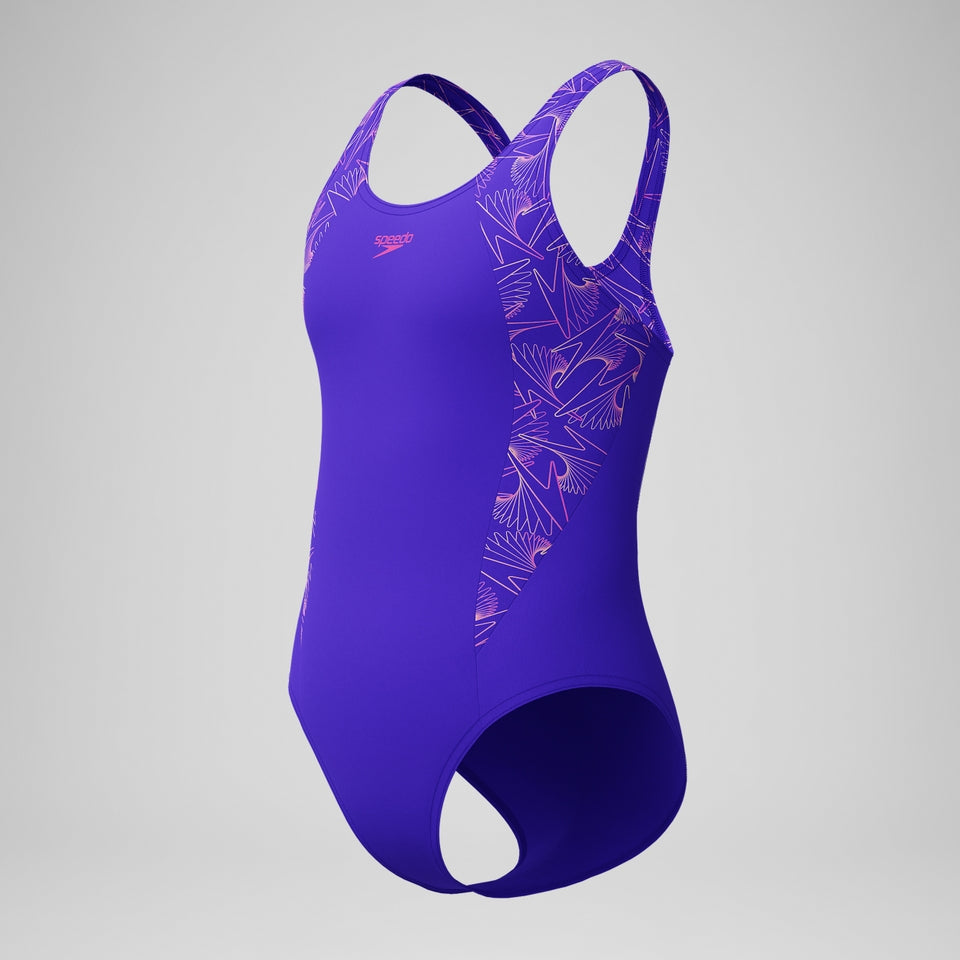 Girls Hyperboom Splice Muscleback Swimsuit Purple/Pink | Speedo