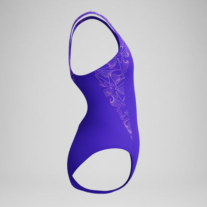 Girls Hyperboom Splice Muscleback Swimsuit Purple/Pink | Speedo