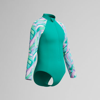 Girls Long Sleeve Swimsuit Turquoise | Speedo