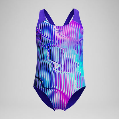 Girls Allover Splashback Swimsuit Purple/Pink | Speedo
